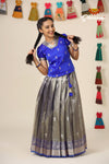 Girls Blue Pavizha Malli Pattu Pavadai Designs