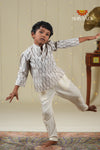 Boys Grey Ikat Cotton Kurta !!!