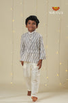 Boys Grey Ikat Cotton Kurta !!!