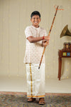 Boys White with Maroon Cotton Kurta !!!