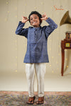 Ethnic Waer - Blue Boys Diamond Jacquard Cotton Kurta !!!