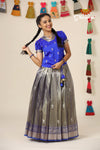 Girls Blue Pavizha Malli Pattu Pavadai Designs