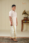 Boys White with Maroon Cotton Kurta !!!