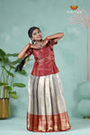 Pongal Collection - Grey Golden String Traditional Pattu Pavadai For Girls