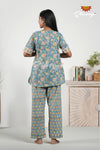 Blue Cotton Night Wear Set For Women 