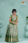 Traditional Pattu Pavadai For Girls in Green Mango Scarlet Alpha