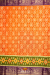 "Orange and Purple Pochampally silk saree Withikat weaves and Floralzari woven border !!!"