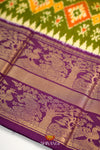 "Orange and Purple Pochampally silk saree Withikat weaves and Floralzari woven border !!!"