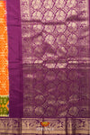 "Orange and Purple Pochampally silk saree Withikat weaves and Floralzari woven border !!!"