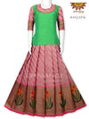 Pink Tulip Strip Pattu Pavadai For Girls!!!