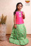 Green Patola Diamond Pattu Pavadai For Girls!!!