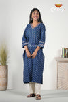 Navy Blue Ajrakh Salwar Sets for Women -AL47BU