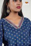 Navy Blue Ajrakh Salwar Sets for Women -AL47BU