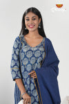 Indigo Ajrakh Block Print Salwar And Dupata for Women !!!