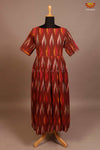 Brown Ikat Long Frock For Teenage Girls !!! 