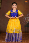 Yellow Organza Elephant BorderLong Gown For Girls !!!