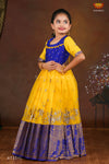 Yellow Organza Elephant BorderLong Gown For Girls !!!