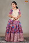 Girls Purple Kalamkari Fish Pattu Pavadai