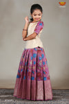 Girls Purple Kalamkari Fish Pattu Pavadai