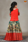 Green and peach combo pattupavada collections for girls and ladies with shivangi clothing