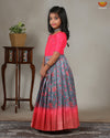 Girls Kalamkari Temple Long Frock in Grey