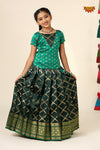 Dark Green Golden vector pattu Pavadi For Girls !!!