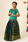 Dark Green Golden vector pattu Pavadi For Girls !!!