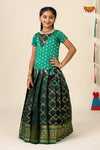 Dark Green Golden vector pattu Pavadi For Girls !!!