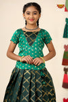 Dark Green Golden vector pattu Pavadi For Girls !!!