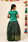 Dark Green Golden vector pattu Pavadi For Girls !!!