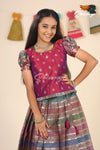 Green mountain Grey Pattu Pavadai For Girls - Festive Wear!!!