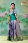 Girls Blue Green Kolam Pavadai Sattai | Langa Model