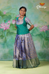 Girls Blue Green Kolam Pavadai Sattai | Langa Model