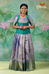 Girls Blue Green Kolam Pavadai Sattai | Langa Model