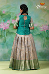 Girls Grey Green Kolam Pavadai Sattai | Langa Model