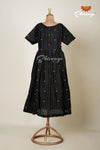 Black Cotton Diamond Long Frock -Summer Collection !!!