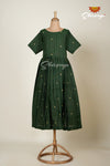 Dark Green Cotton Diamond Long Frock -Summer Collection !!!