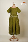 Green Cotton Diamond Long Frock -Summer Collection !!!