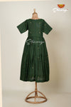 Dark Green Cotton Diamond Long Frock -Summer Collection !!!