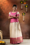 Onam Collection -Pink Smoky Wave Pattu Pavadai !!!