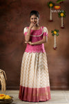 Onam Collection -Pink Smoky Wave Pattu Pavadai !!!