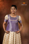 Onam Collection - Purple Smoky Wave Pattu Pavadai !!!