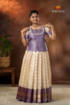 Onam Collection - Purple Smoky Wave Pattu Pavadai !!!