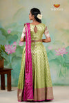 Green Satin Twin Leaf Lehenga For 