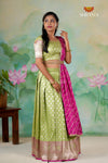 Green Satin Twin Leaf Lehenga For 