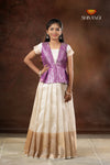 Onam Collection - Purple Onam White Pattu Pavadai