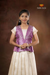 Onam Collection - Purple Onam White Pattu Pavadai