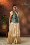 Onam Collection - Green Onam Gold Pattu Pavadai