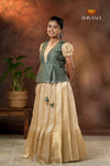 Onam Collection - Green Onam Gold Pattu Pavadai