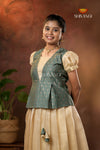 Onam Collection - Green Onam Gold Pattu Pavadai